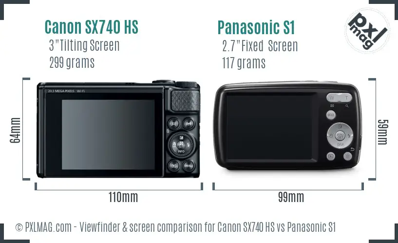 Canon SX740 HS vs Panasonic S1 Screen and Viewfinder comparison