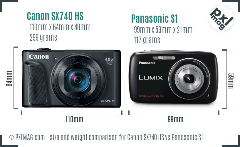 Canon SX740 HS vs Panasonic S1 size comparison