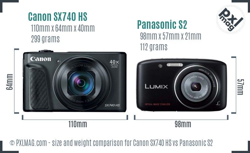 Canon SX740 HS vs Panasonic S2 size comparison