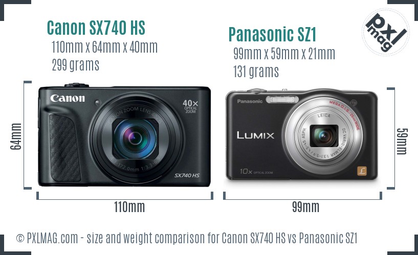 Canon SX740 HS vs Panasonic SZ1 size comparison Canon SX740 HS vs Panasonic SZ1 size comparison