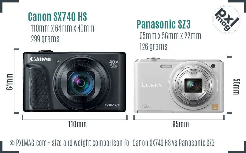 Canon SX740 HS vs Panasonic SZ3 size comparison Canon SX740 HS vs Panasonic SZ3 size comparison