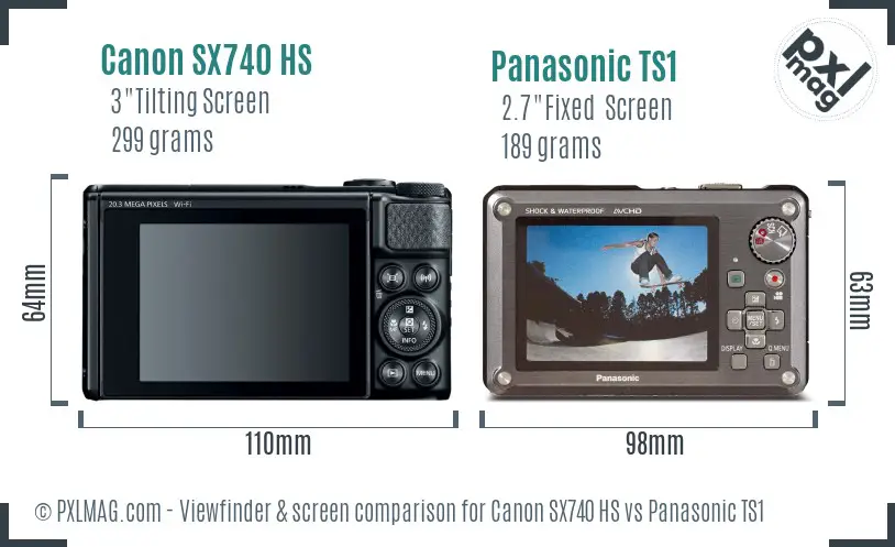 Canon SX740 HS vs Panasonic TS1 Screen and Viewfinder comparison