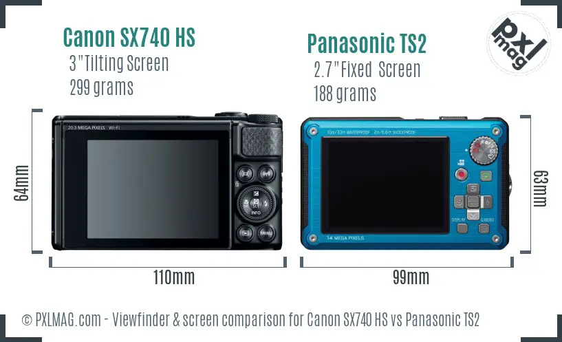 Canon SX740 HS vs Panasonic TS2 Screen and Viewfinder comparison Canon SX740 HS vs Panasonic TS2 Screen and Viewfinder comparison