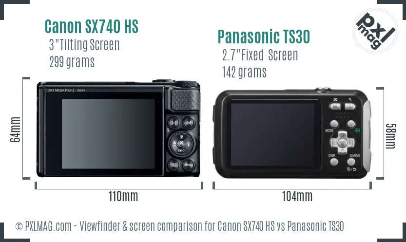 Canon SX740 HS vs Panasonic TS30 Screen and Viewfinder comparison Canon SX740 HS vs Panasonic TS30 Screen and Viewfinder comparison