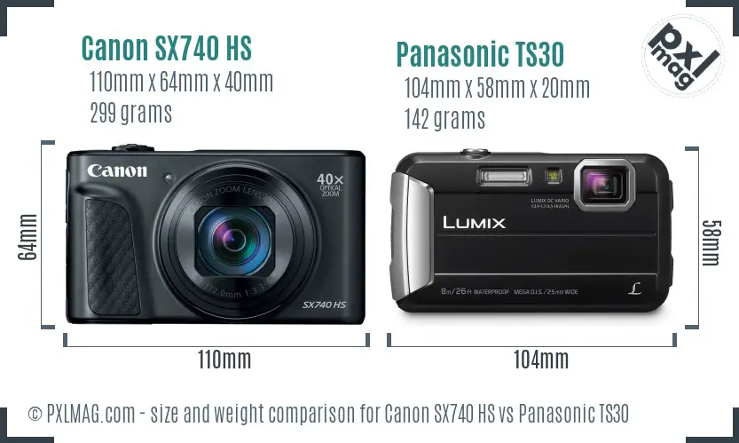 Canon SX740 HS vs Panasonic TS30 size comparison Canon SX740 HS vs Panasonic TS30 size comparison