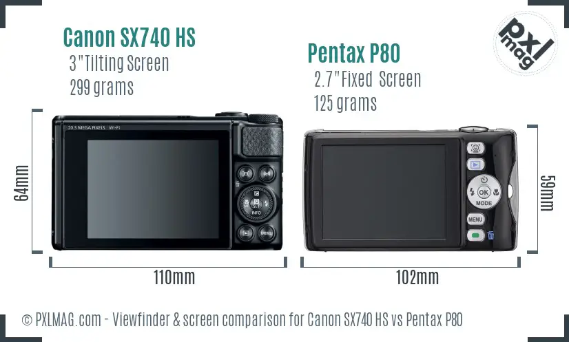 Canon SX740 HS vs Pentax P80 Screen and Viewfinder comparison Canon SX740 HS vs Pentax P80 Screen and Viewfinder comparison