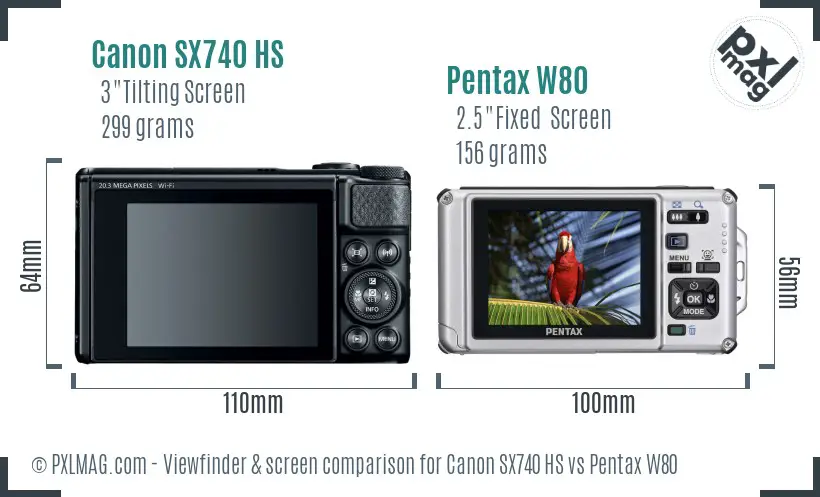 Canon SX740 HS vs Pentax W80 Screen and Viewfinder comparison Canon SX740 HS vs Pentax W80 Screen and Viewfinder comparison