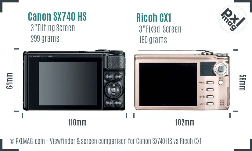 Canon SX740 HS vs Ricoh CX1 Screen and Viewfinder comparison Canon SX740 HS vs Ricoh CX1 Screen and Viewfinder comparison