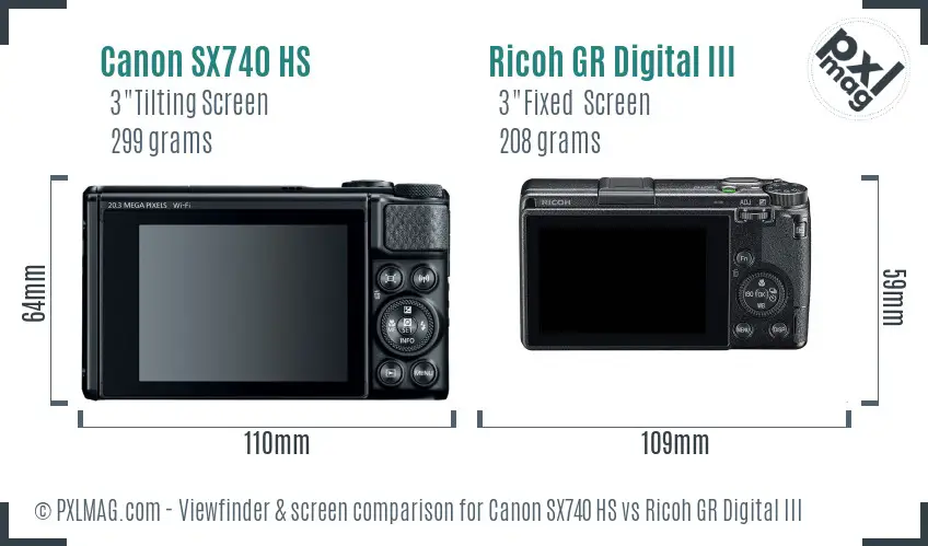 Canon SX740 HS vs Ricoh GR Digital III Screen and Viewfinder comparison Canon SX740 HS vs Ricoh GR Digital III Screen and Viewfinder comparison
