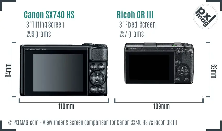 Canon SX740 HS vs Ricoh GR III Screen and Viewfinder comparison Canon SX740 HS vs Ricoh GR III Screen and Viewfinder comparison