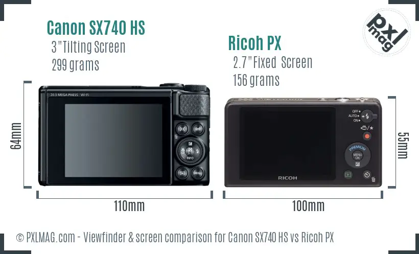 Canon SX740 HS vs Ricoh PX Screen and Viewfinder comparison Canon SX740 HS vs Ricoh PX Screen and Viewfinder comparison