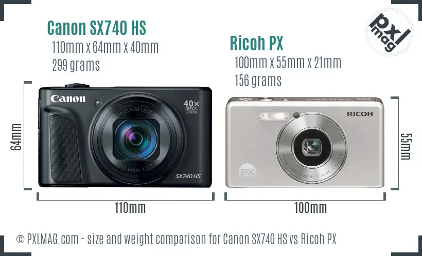 Canon SX740 HS vs Ricoh PX size comparison Canon SX740 HS vs Ricoh PX size comparison