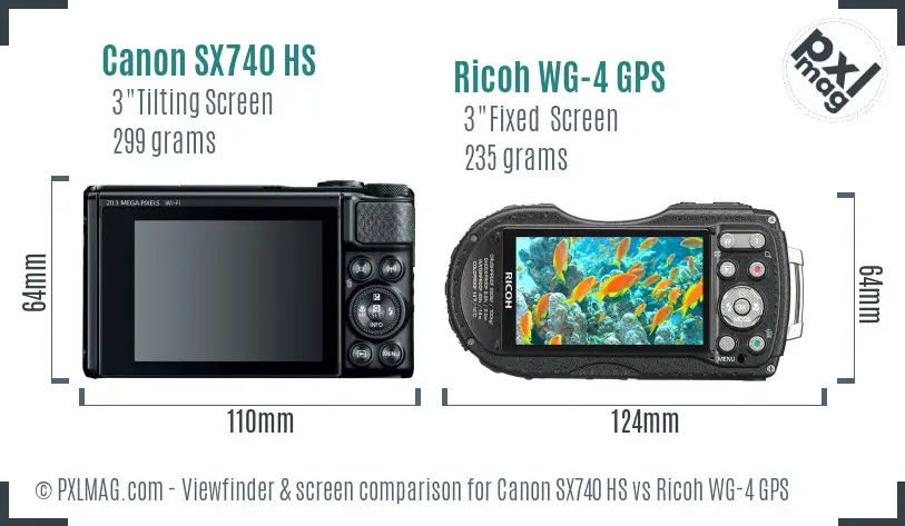 Canon SX740 HS vs Ricoh WG-4 GPS Screen and Viewfinder comparison Canon SX740 HS vs Ricoh WG-4 GPS Screen and Viewfinder comparison
