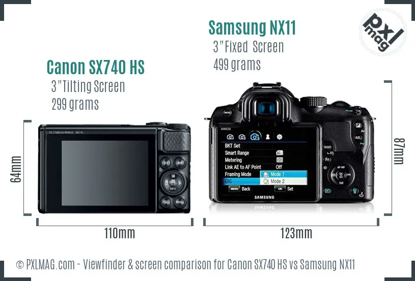 Canon SX740 HS vs Samsung NX11 Screen and Viewfinder comparison Canon SX740 HS vs Samsung NX11 Screen and Viewfinder comparison