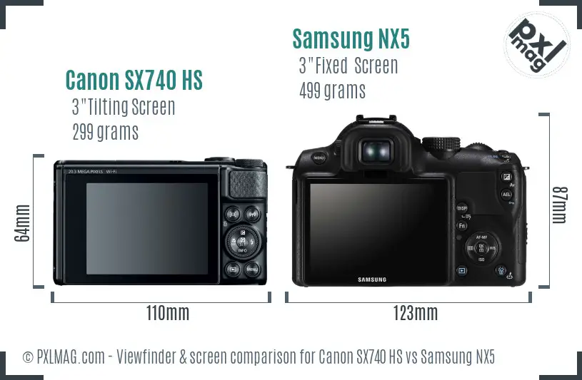 Canon SX740 HS vs Samsung NX5 Screen and Viewfinder comparison Canon SX740 HS vs Samsung NX5 Screen and Viewfinder comparison