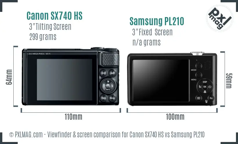 Canon SX740 HS vs Samsung PL210 Screen and Viewfinder comparison Canon SX740 HS vs Samsung PL210 Screen and Viewfinder comparison