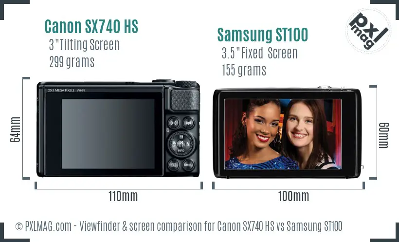 Canon SX740 HS vs Samsung ST100 Screen and Viewfinder comparison Canon SX740 HS vs Samsung ST100 Screen and Viewfinder comparison