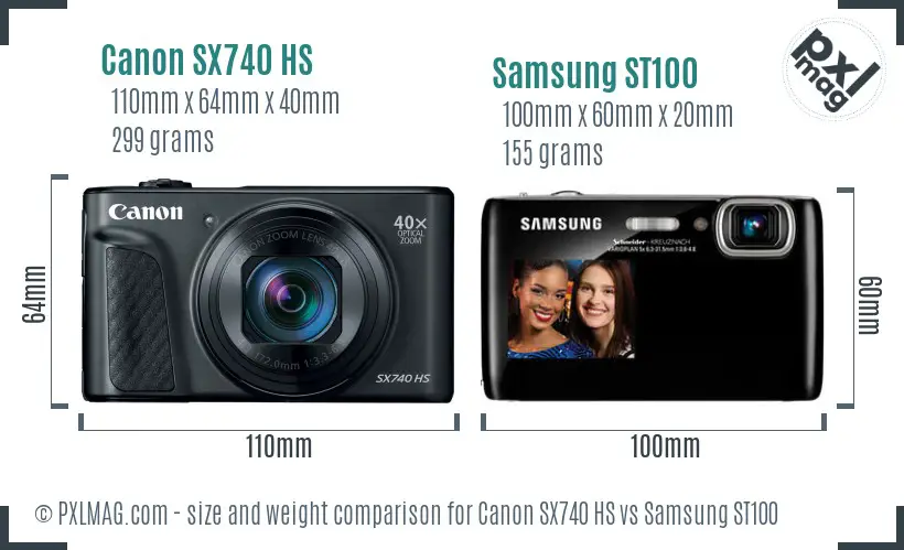 Canon SX740 HS vs Samsung ST100 size comparison Canon SX740 HS vs Samsung ST100 size comparison