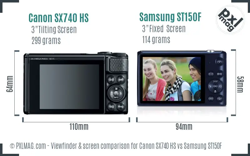 Canon SX740 HS vs Samsung ST150F Screen and Viewfinder comparison