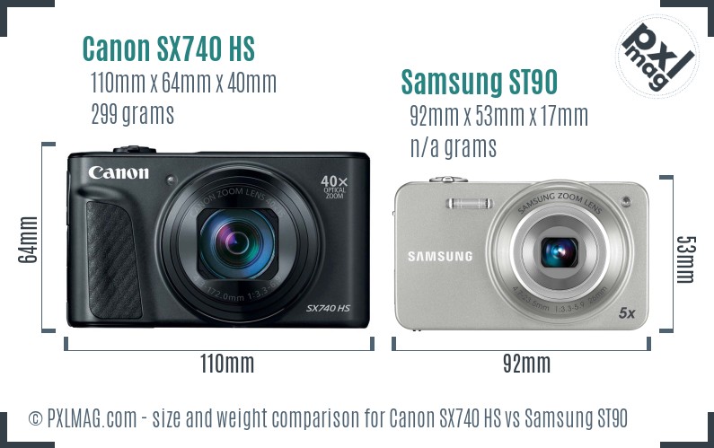 Canon SX740 HS vs Samsung ST90 size comparison Canon SX740 HS vs Samsung ST90 size comparison