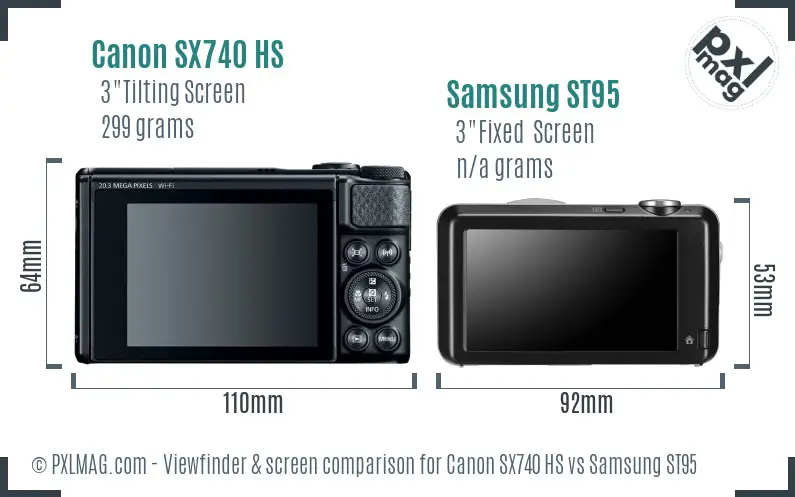 Canon SX740 HS vs Samsung ST95 Screen and Viewfinder comparison Canon SX740 HS vs Samsung ST95 Screen and Viewfinder comparison