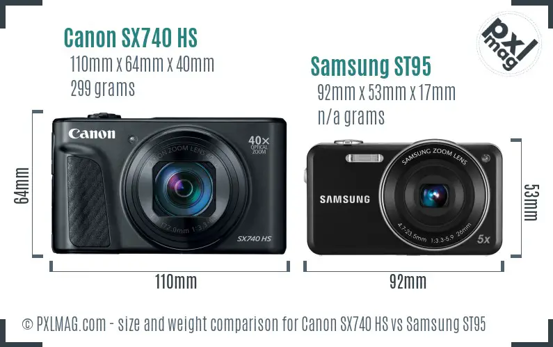 Canon SX740 HS vs Samsung ST95 size comparison Canon SX740 HS vs Samsung ST95 size comparison