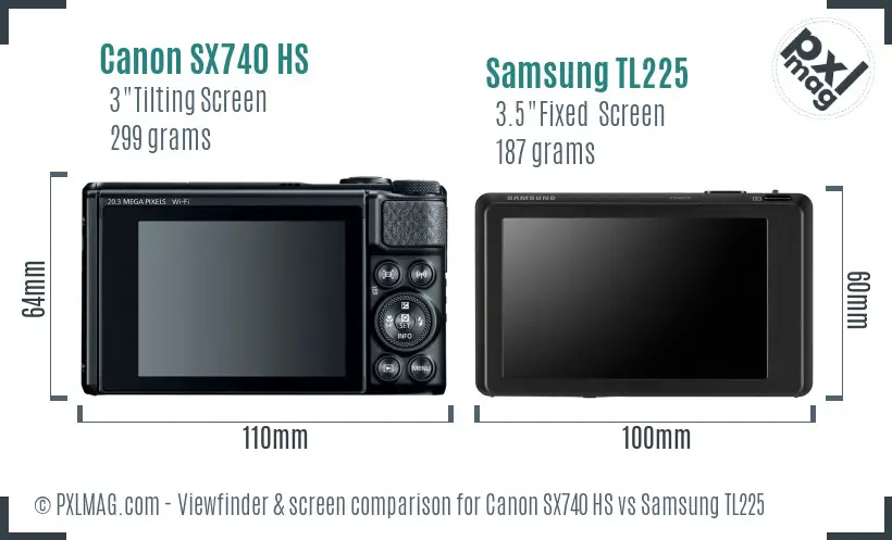 Canon SX740 HS vs Samsung TL225 Screen and Viewfinder comparison Canon SX740 HS vs Samsung TL225 Screen and Viewfinder comparison