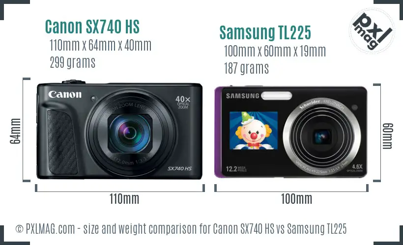 Canon SX740 HS vs Samsung TL225 size comparison Canon SX740 HS vs Samsung TL225 size comparison