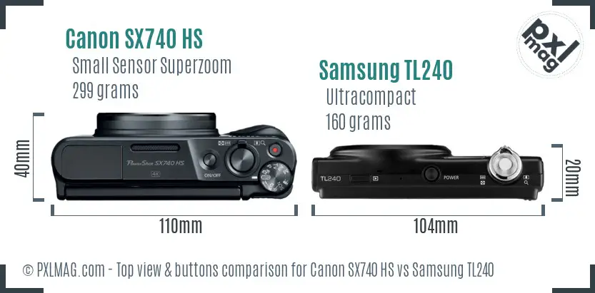 Top View of Canon SX740 HS and Samsung TL240