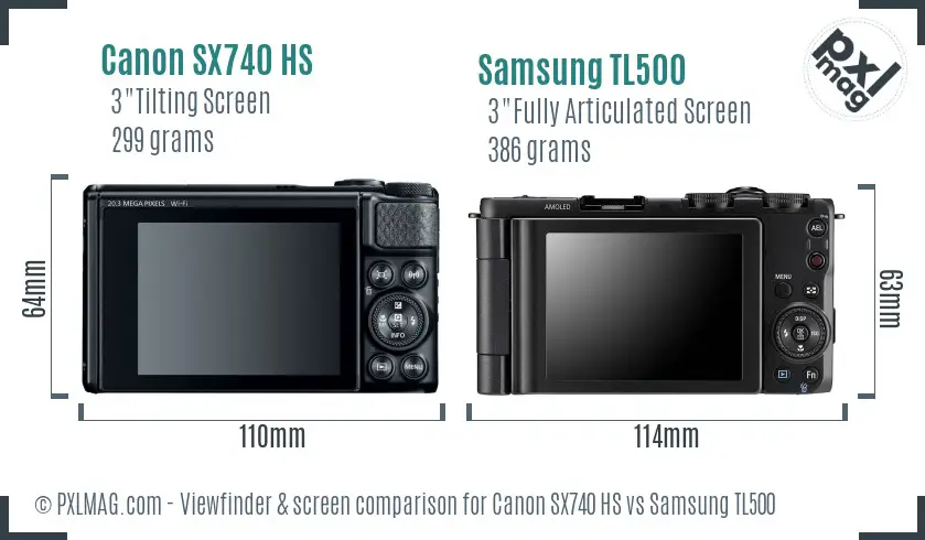 Canon SX740 HS vs Samsung TL500 Screen and Viewfinder comparison Canon SX740 HS vs Samsung TL500 Screen and Viewfinder comparison