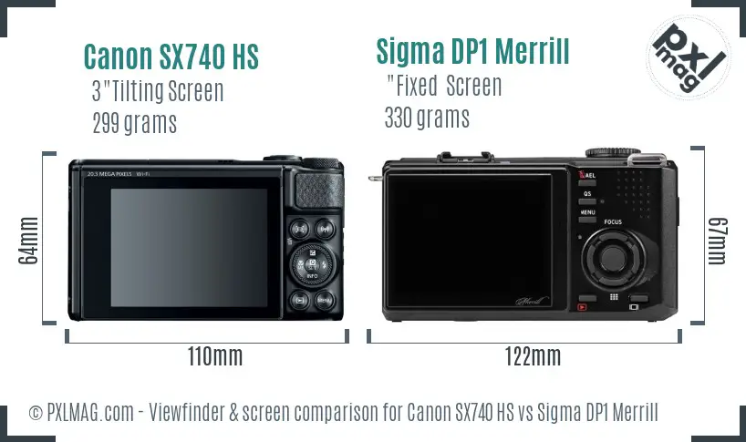Canon SX740 HS vs Sigma DP1 Merrill Screen and Viewfinder comparison Canon SX740 HS vs Sigma DP1 Merrill Screen and Viewfinder comparison