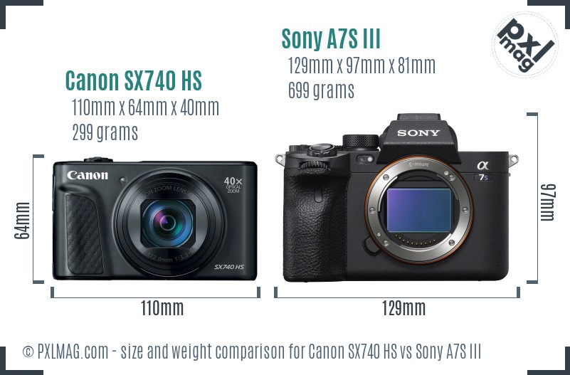 Canon SX740 HS vs Sony A7S III size comparison Canon SX740 HS vs Sony A7S III size comparison