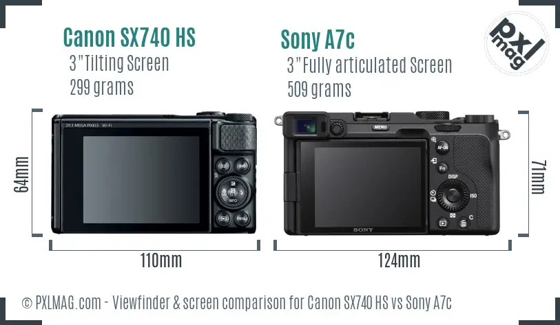 Canon SX740 HS vs Sony A7c Screen and Viewfinder comparison Canon SX740 HS vs Sony A7c Screen and Viewfinder comparison