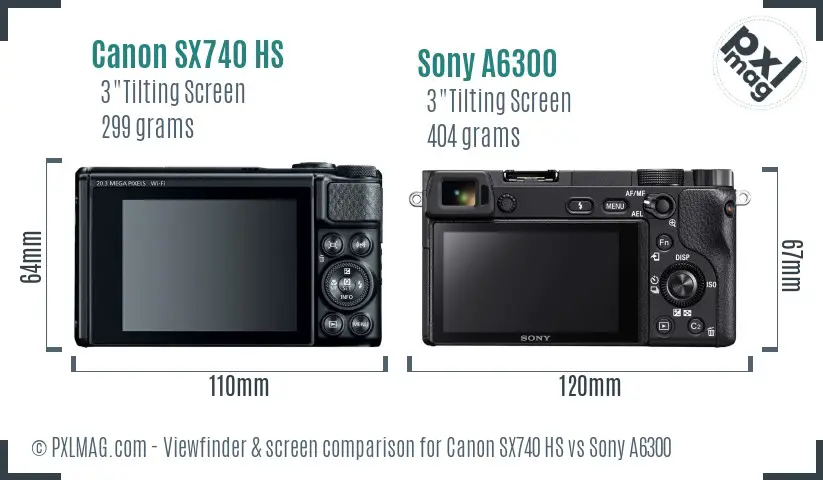 Canon SX740 HS vs Sony A6300 Screen and Viewfinder comparison Canon SX740 HS vs Sony A6300 Screen and Viewfinder comparison