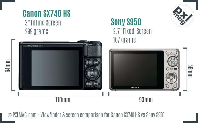 Canon SX740 HS vs Sony S950 Screen and Viewfinder comparison Canon SX740 HS vs Sony S950 Screen and Viewfinder comparison