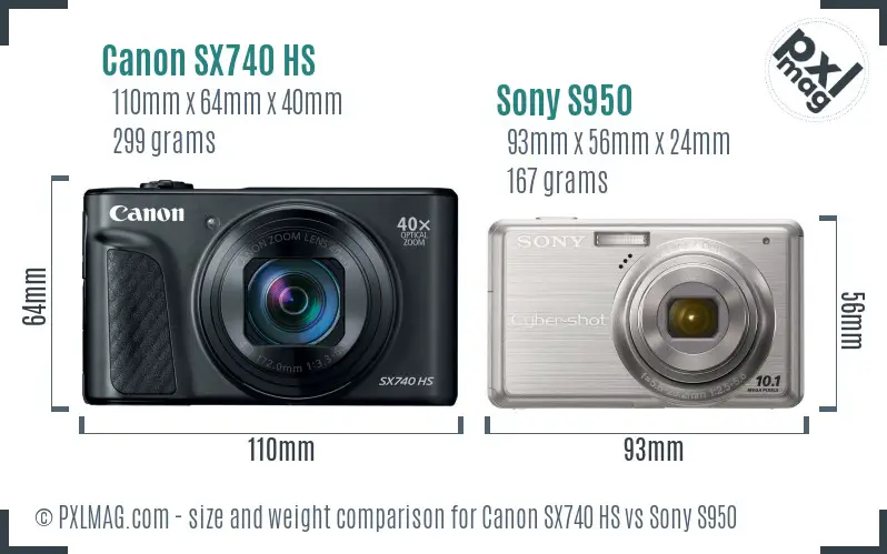 Canon SX740 HS vs Sony S950 size comparison Canon SX740 HS vs Sony S950 size comparison