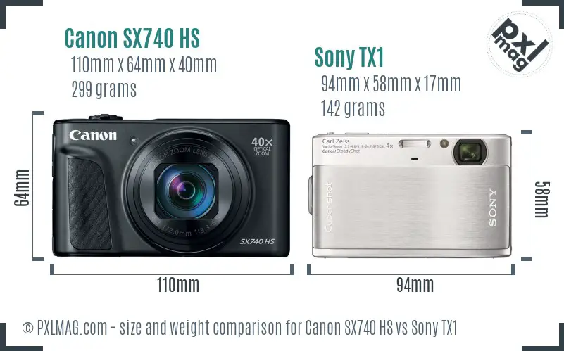 Canon SX740 HS vs Sony TX1 size comparison Canon SX740 HS vs Sony TX1 size comparison