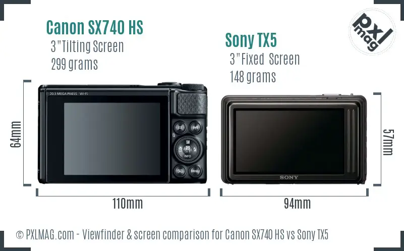 Canon SX740 HS vs Sony TX5 Screen and Viewfinder comparison Canon SX740 HS vs Sony TX5 Screen and Viewfinder comparison