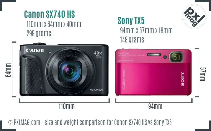 Canon SX740 HS vs Sony TX5 size comparison Canon SX740 HS vs Sony TX5 size comparison