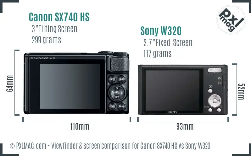 Canon SX740 HS vs Sony W320 Screen and Viewfinder comparison Canon SX740 HS vs Sony W320 Screen and Viewfinder comparison