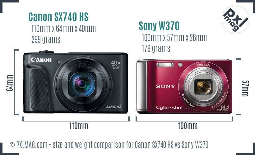 Canon SX740 HS vs Sony W370 size comparison Canon SX740 HS vs Sony W370 size comparison