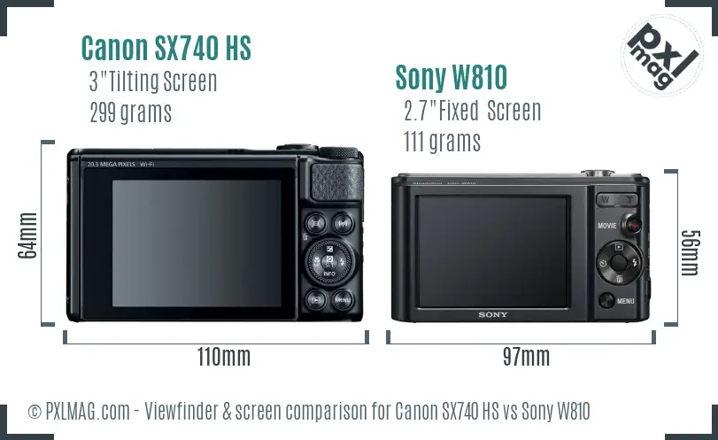 Canon SX740 HS vs Sony W810 Screen and Viewfinder comparison Canon SX740 HS vs Sony W810 Screen and Viewfinder comparison