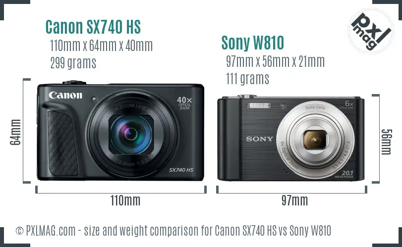 Canon SX740 HS vs Sony W810 size comparison Canon SX740 HS vs Sony W810 size comparison
