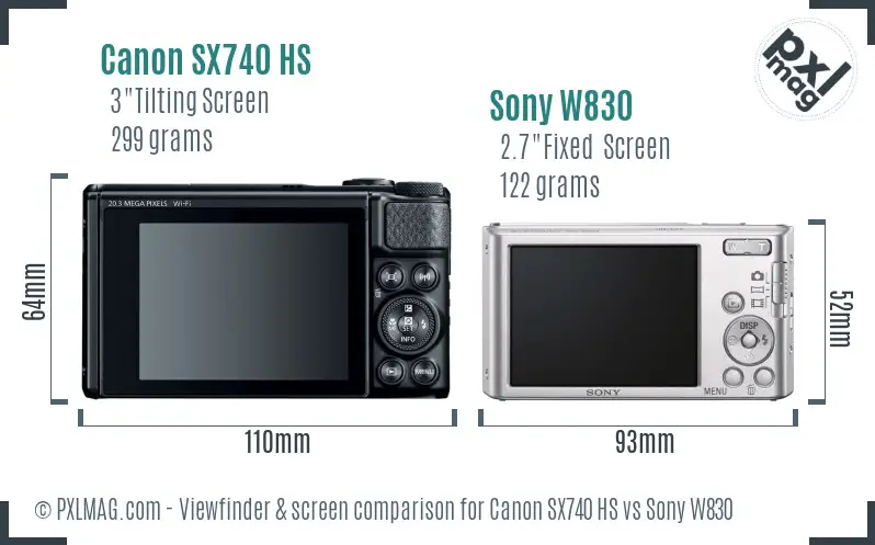 Canon SX740 HS vs Sony W830 Screen and Viewfinder comparison Canon SX740 HS vs Sony W830 Screen and Viewfinder comparison