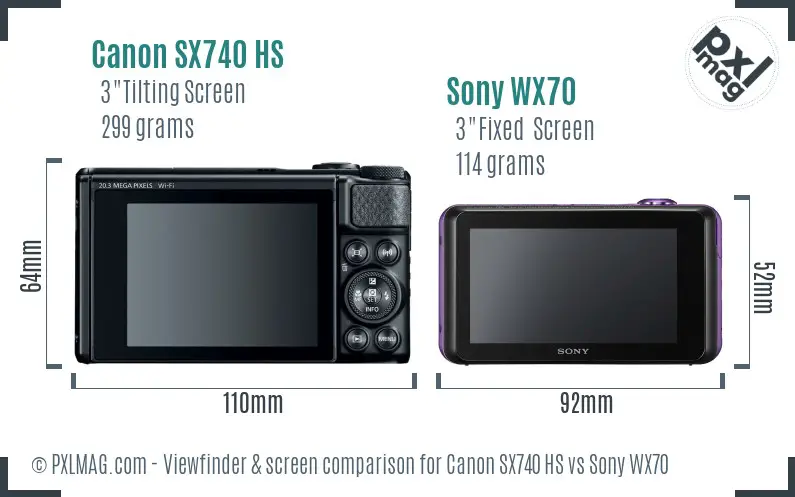 Canon SX740 HS vs Sony WX70 Screen and Viewfinder comparison Canon SX740 HS vs Sony WX70 Screen and Viewfinder comparison