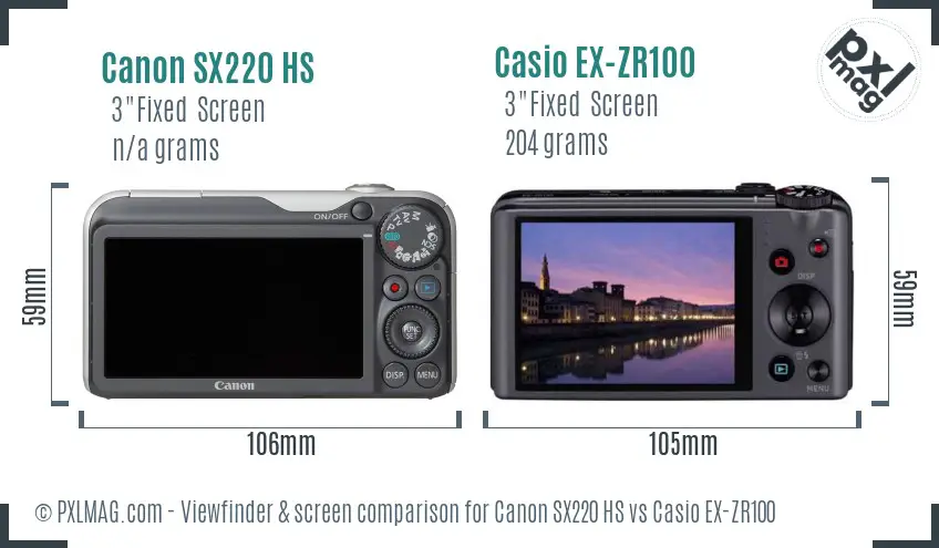Canon SX220 HS vs Casio EX-ZR100 Screen and Viewfinder comparison Canon SX220 HS vs Casio EX-ZR100 Screen and Viewfinder comparison