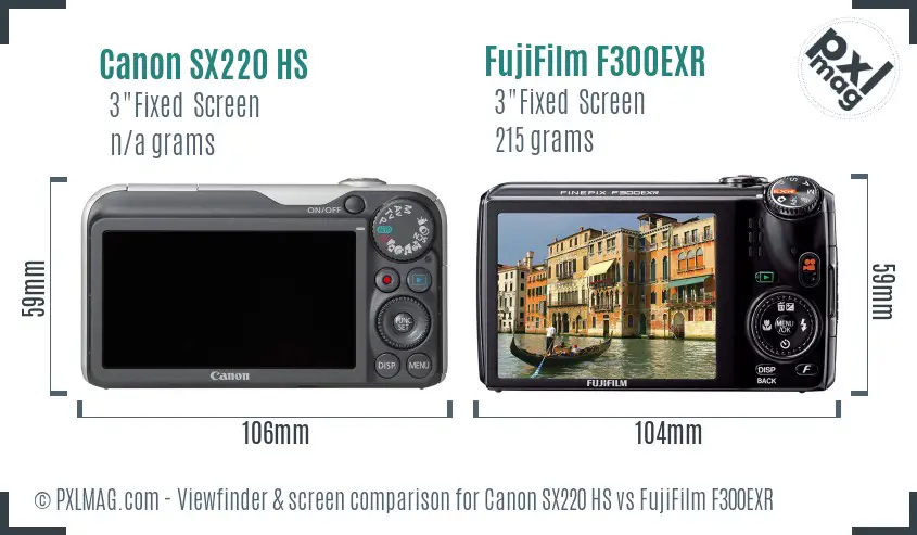 Canon SX220 HS vs FujiFilm F300EXR Screen and Viewfinder comparison Canon SX220 HS vs FujiFilm F300EXR Screen and Viewfinder comparison