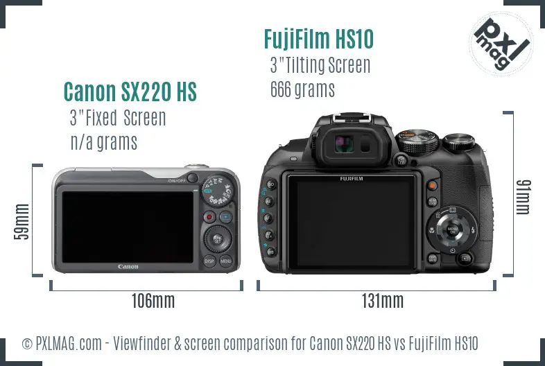 Canon SX220 HS vs FujiFilm HS10 Screen and Viewfinder comparison Canon SX220 HS vs FujiFilm HS10 Screen and Viewfinder comparison