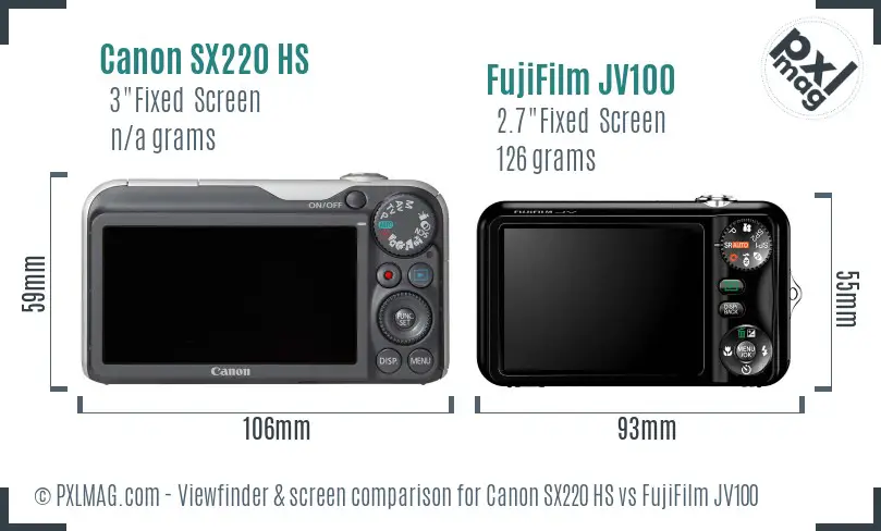 Canon SX220 HS vs FujiFilm JV100 Screen and Viewfinder comparison Canon SX220 HS vs FujiFilm JV100 Screen and Viewfinder comparison