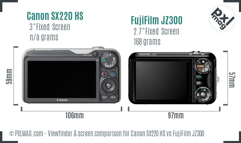 Canon SX220 HS vs FujiFilm JZ300 Screen and Viewfinder comparison Canon SX220 HS vs FujiFilm JZ300 Screen and Viewfinder comparison